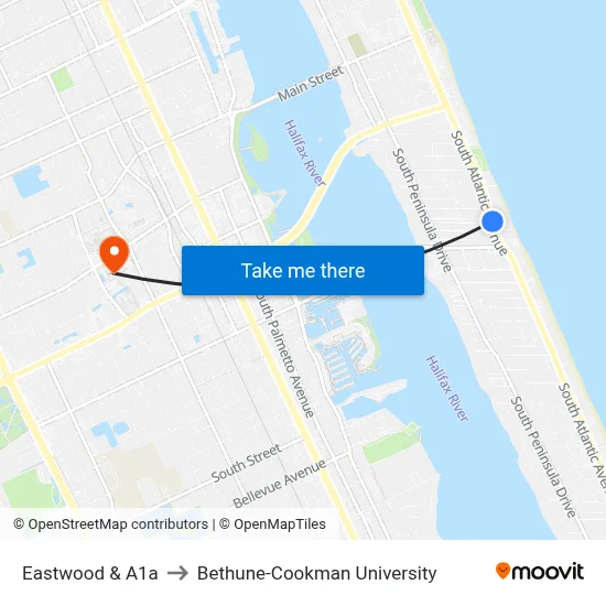 Eastwood & A1a to Bethune-Cookman University map