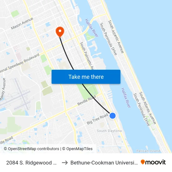 2084 S. Ridgewood Ob to Bethune-Cookman University map