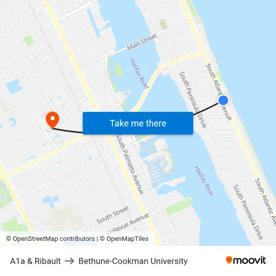 A1a & Ribault to Bethune-Cookman University map