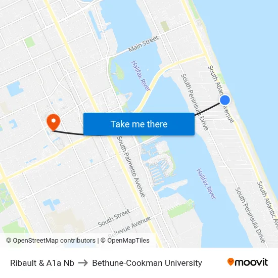 Ribault & A1a  Nb to Bethune-Cookman University map