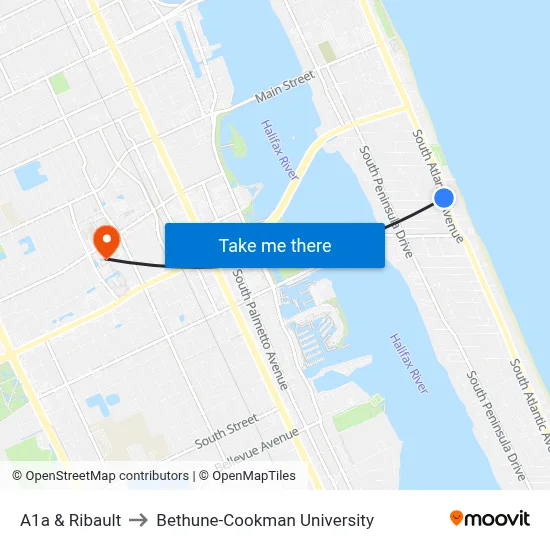 A1a & Ribault to Bethune-Cookman University map