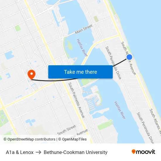 A1a & Lenox to Bethune-Cookman University map
