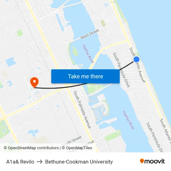 A1a& Revilo to Bethune-Cookman University map