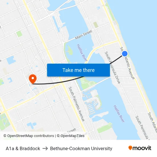 A1a & Braddock to Bethune-Cookman University map