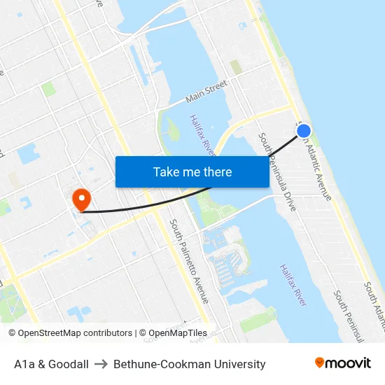 A1a & Goodall to Bethune-Cookman University map