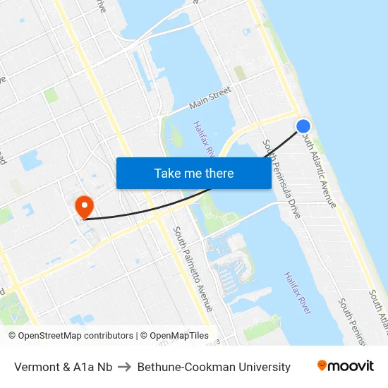 Vermont & A1a  Nb to Bethune-Cookman University map