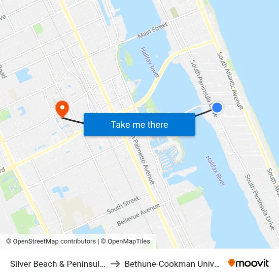 Silver Beach & Peninsula Ob to Bethune-Cookman University map