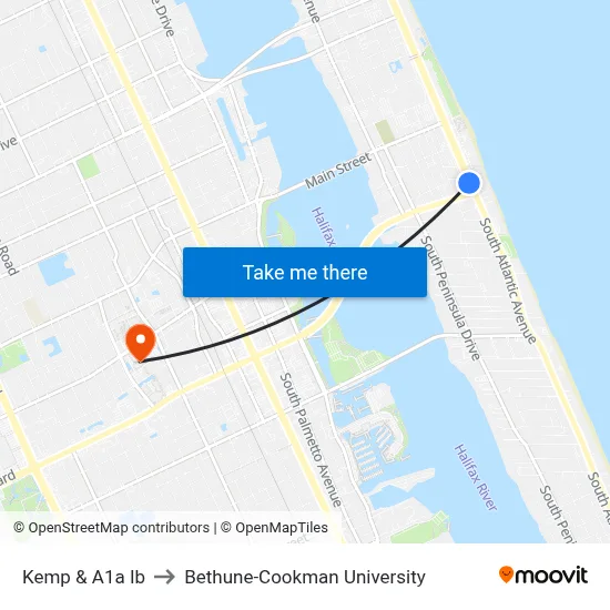 Kemp & A1a Ib to Bethune-Cookman University map