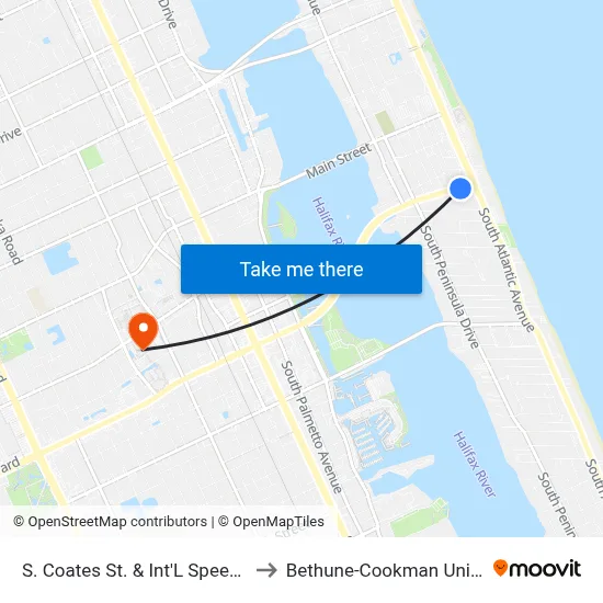 S. Coates St. & Int'L Speedway Ib to Bethune-Cookman University map