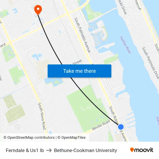 Ferndale & Us1 Ib to Bethune-Cookman University map