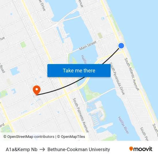 A1a&Kemp  Nb to Bethune-Cookman University map