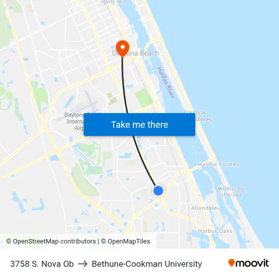 3758 S. Nova Ob to Bethune-Cookman University map