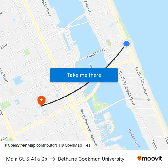 Main St. & A1a  Sb to Bethune-Cookman University map