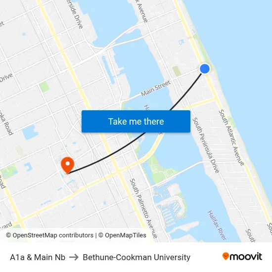 A1a & Main Nb to Bethune-Cookman University map
