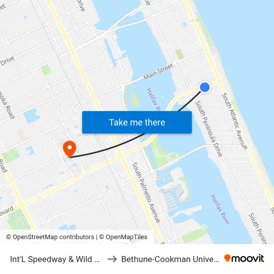 Int'L Speedway & Wild Olive to Bethune-Cookman University map