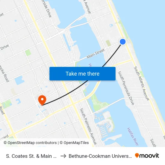 S. Coates St. & Main St. to Bethune-Cookman University map