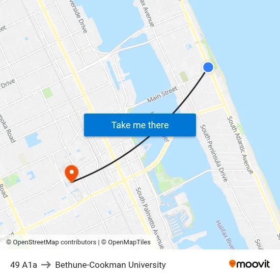 49 A1a to Bethune-Cookman University map