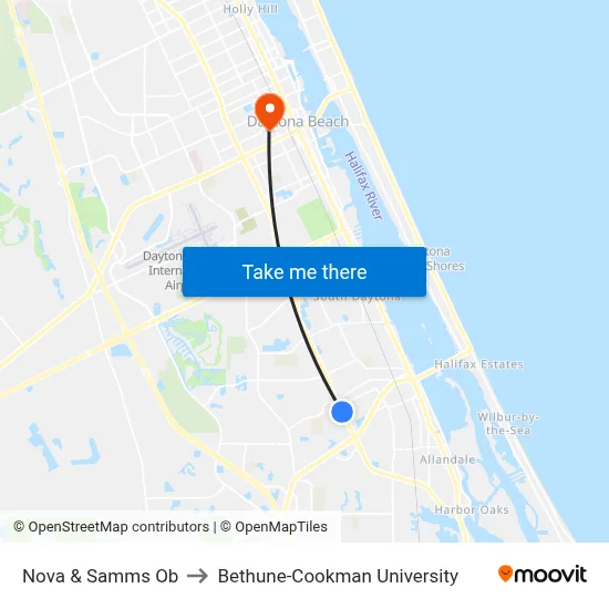 Nova & Samms Ob to Bethune-Cookman University map