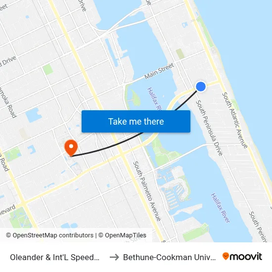 Oleander & Int'L Speedway Ib to Bethune-Cookman University map