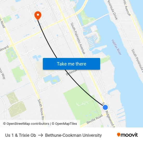 Us 1 & Trixie Ob to Bethune-Cookman University map