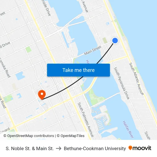S. Noble St. & Main St. to Bethune-Cookman University map
