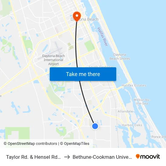Taylor Rd. & Hensel Rd. Ob to Bethune-Cookman University map