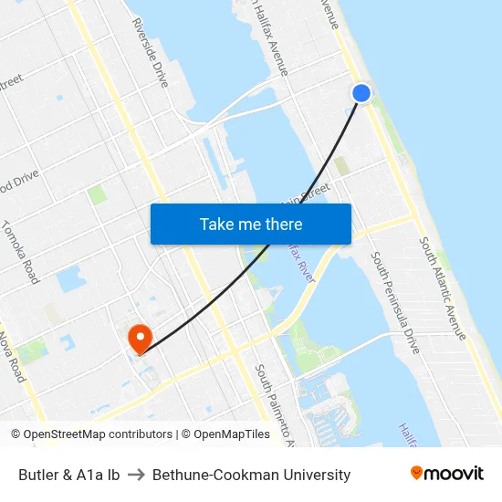 Butler & A1a Ib to Bethune-Cookman University map