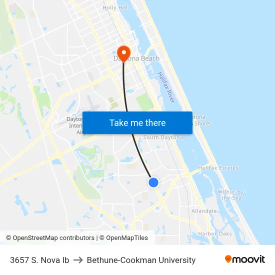 3657 S. Nova Ib to Bethune-Cookman University map