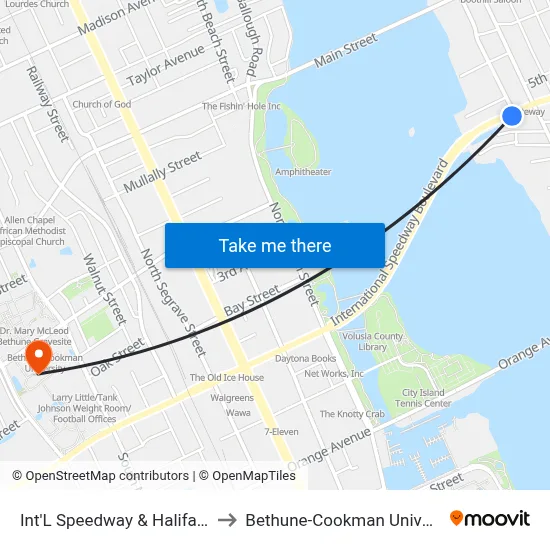 Int'L Speedway & Halifax Ob to Bethune-Cookman University map