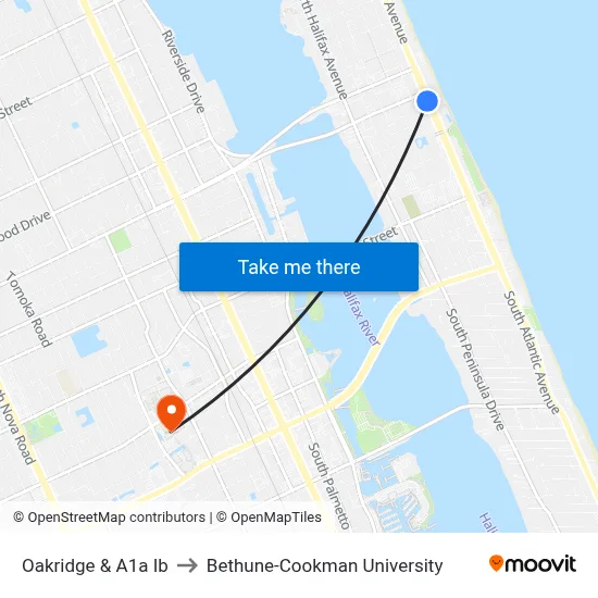 Oakridge & A1a Ib to Bethune-Cookman University map