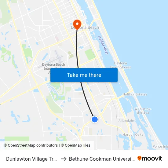 Dunlawton  Village Trail to Bethune-Cookman University map