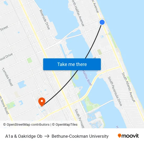 A1a & Oakridge Ob to Bethune-Cookman University map