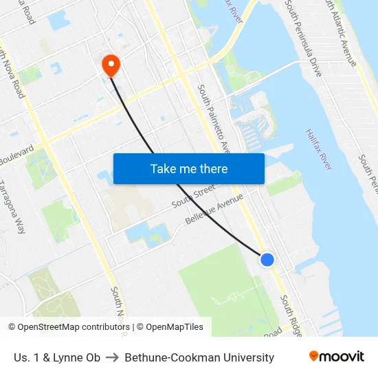 Us. 1 & Lynne Ob to Bethune-Cookman University map