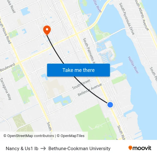 Nancy & Us1 Ib to Bethune-Cookman University map