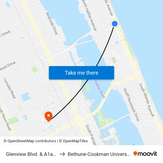 Glenview Blvd. &  A1a Ib to Bethune-Cookman University map