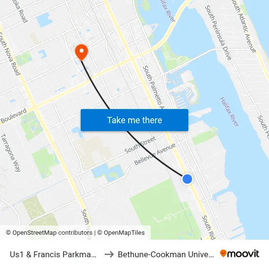 Us1 & Francis Parkman Ob to Bethune-Cookman University map
