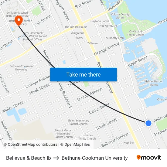 Bellevue & Beach Ib to Bethune-Cookman University map