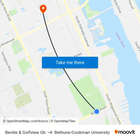Beville & Golfview Ob to Bethune-Cookman University map