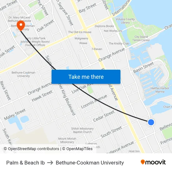 Palm & Beach Ib to Bethune-Cookman University map