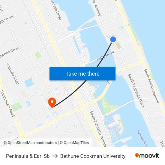 Peninsula & Earl Sb to Bethune-Cookman University map