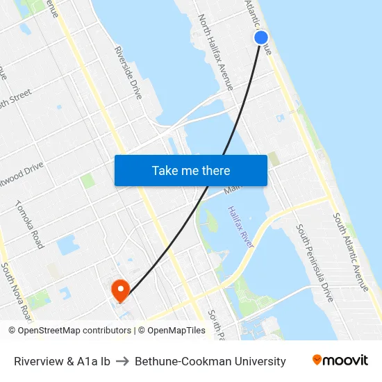 Riverview & A1a Ib to Bethune-Cookman University map