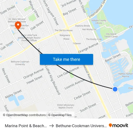Marina Point & Beach Ib to Bethune-Cookman University map