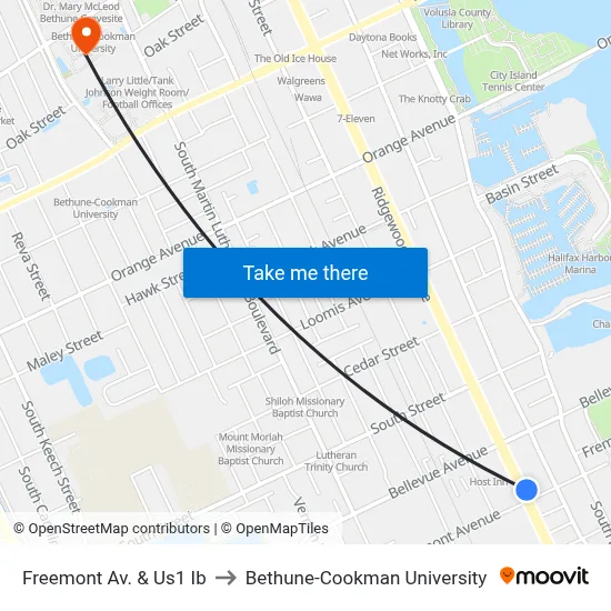 Freemont Av. & Us1 Ib to Bethune-Cookman University map