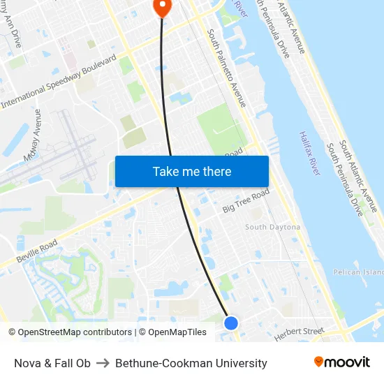Nova & Fall Ob to Bethune-Cookman University map