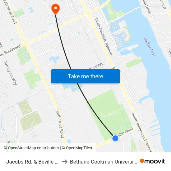 Jacobs Rd. & Beville Ib to Bethune-Cookman University map