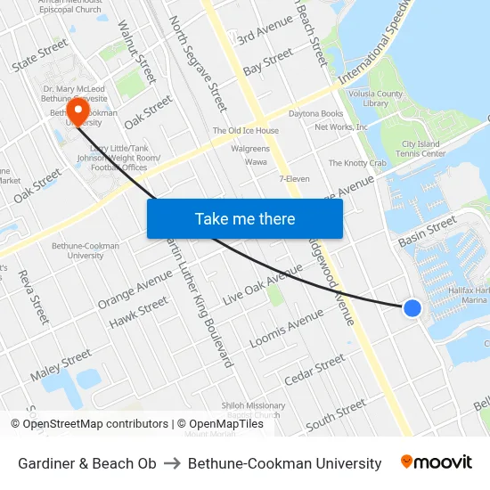 Gardiner & Beach Ob to Bethune-Cookman University map
