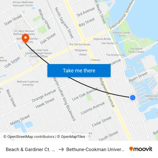 Beach & Gardiner Ct. Ob to Bethune-Cookman University map