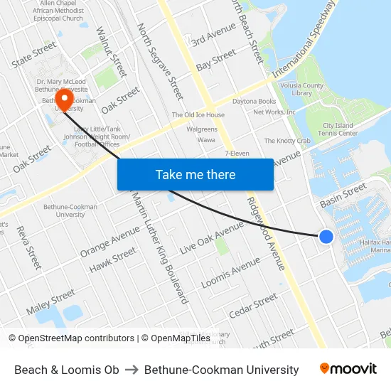 Beach & Loomis Ob to Bethune-Cookman University map