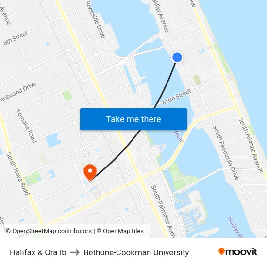 Halifax & Ora Ib to Bethune-Cookman University map
