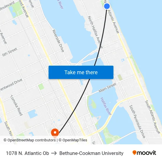 1078 N. Atlantic Ob to Bethune-Cookman University map